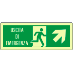 EL720106XP - Cartello luminescente DIN uscita di emerg.freccia dx alto EN ISO 7010
