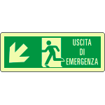 EL720107WP - Cartello luminescente DIN uscita eergenza freccia basso sx EN ISO 7010