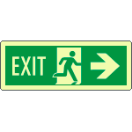 EL720202KP - Cartello luminescente DIN Exit freccia dx EN ISO 7010