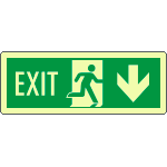 EL720204KP - Cartello luminescente DIN Exit freccia indietro EN ISO 7010