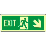 EL720208WP - Cartello luminescente DIN Exit freccia basso dx EN ISO 7010