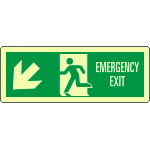 EL720307KP - Cartello luminescente DIN Emerg.Exit freccia basso sx EN ISO 7010