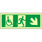 EL720508KP - Cartello uscita emergenza disabili freccia in basso a dx.lum.ENISO7010