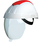 ELE42WR - elmetto bianco-rosso per elettricisti con visiera integrata