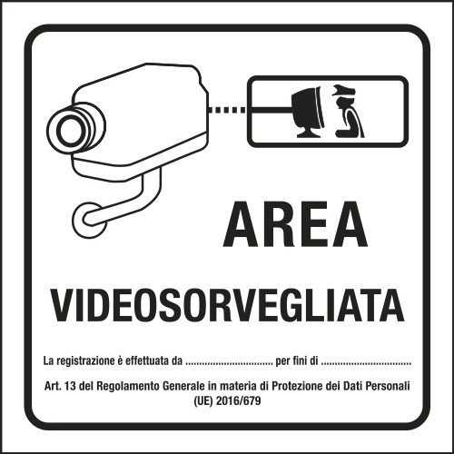 FAR641518 - alluminio rinfrangente "AREA VIDEOSORVEGLIATA"