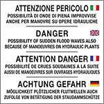 FLR662500 - Cartello  attenzione PERICOLO ONDE 4 lingue