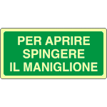 L16125WS - Etichetta fotoluminescente aprire spingere maniglione