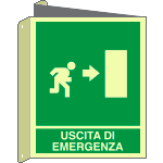 L20106BIXA - cartello bifacciale DIN PLUS uscita emergenza dx