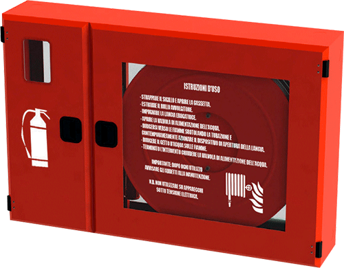 MCN9579 - Cassetta a parete naspo+estintore tubaz.Pyton m 30 portello con lastra