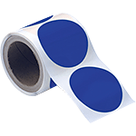 NBC100B - rotolo da 300 cerchi adesivi colore BLU diametro mm 100 spess.mm 0,20