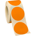 NEB20A - rotolo da 500 bollini adesivi diametro mm 20 colore ARANCIO
