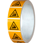 NPS110950 - rotolo da 250 pittogrammi adesivi lato mm  50 PERICOLO CARRELLI ELEVAT
