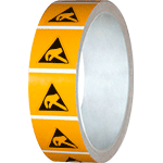 NPS113525 - otolo da 250 pittogrammi adesivi lato mm  25 PERICOLO CARICHE ELETTRO