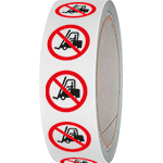 NPS132650 - rotolo da 250 pittogrammi adesivi lato mm 50 VIETATO TRANSITO CARRELLI