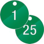 PN2525G - confezione 25 piastrine numerate progressivamente da 1 a 25 col.VERDE