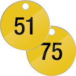 PN2575Y - confezione 25 piastrine num.progressivamente da 51 a 75 col.GIALLO