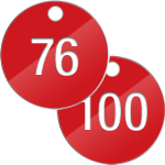 PN40100R - confezione 25 piastrine num.progressivamente da 76 a 100 col.ROSSO