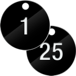 PN4025N - confezione 25 piastrine numerate progressivamente da 1 a 25 col.NERO