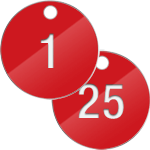 PN4025R - confezione 25 piastrine numerate progressivamente da 1 a 25 col.ROSSO