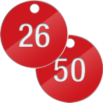 PN4050R - confezione 25 piastrine numerate progressivamente da 26 a 50 col.ROSSO