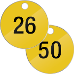 PN4050Y - confezione 25 piastrine num.progressivamente da 26 a 50 col.GIALLO
