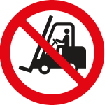 PP1321 - segnale adesivo circolare per pavimenti vietato accesso carrelli elev.