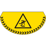 PP708 - bollo mezzaluna fondo giallo pericolo ostacolo in basso