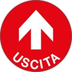 PPS331 - Confezione 10 bolli fondo rosso "Uscita" e freccia