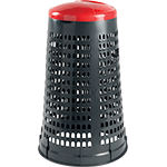 PRB087SR - trespolo portasacco in plastica col.grigio c.coperchio ROSSO cap.110 l