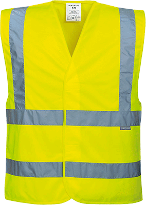 PWT047S/M - Gilet due bande orizzontali e verticali Hi-Vis giallo tg.S/M