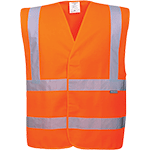 PWT074L/XL - Gilet due bande orizzontali e verticali Hi-Vis arancione L/XL
