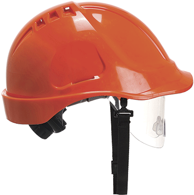 PWT55A - casco da lavoro con visiera arancione