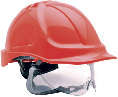 PWT55R - casco da lavoro con visiera rosso