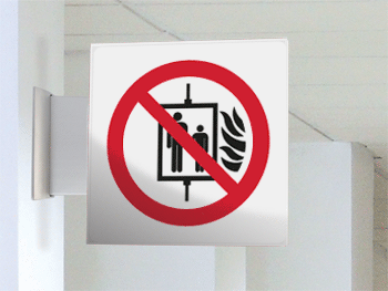 SECET18BA - segnale vetro CRYSTAL bifacciale non usare ascensore EN ISO 7010