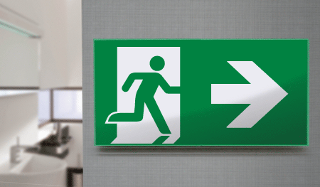 SECET24C - segnale vetro CRYSTAL monofacc.uscita emergenza dx EN 7010 E002