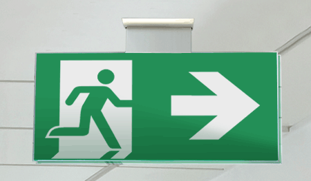 SECET24SD - segnale vetro CRYSTAL sospesa uscita emergenza dx EN 7010 E002