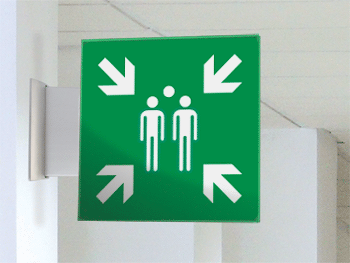 SECET26BB - segnale vetro CRYSTAL bifacciale punto raccolta EN ISO 7010