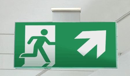 SECET30SD - segnale vetro CRYSTAL sospesa uscita emergenza dx alto EN 7010 E002