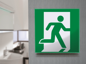 SECET33B - segnale vetro CRYSTAL monofacciale uscita emergenza EN ISO 7010