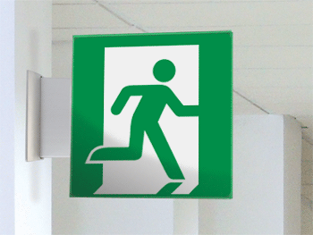 SECET33BA - segnale vetro CRYSTAL bifacciale uscita emergenza EN ISO 7010