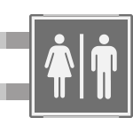 SEM15644BAC - segnaletica all.Metal prof.GRIGIO bifacciale TOILET U/D EN ISO 7010