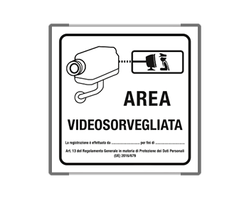SEM5008GC - segnale all.METAL profilo GRIGIO monofacciale Area Videosorvegliata