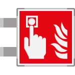 SEME15117BG - segnale alluminio METAL bifacciale PULSANTE ANTINCENDIO EN ISO 7010