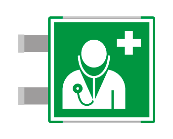 SEME15118BAC - segnal. all.Metal prof.VERDE bifacciale Presidio Medico EN ISO 7010