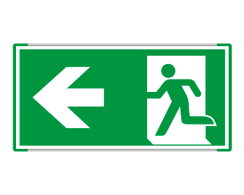 SEME715101NC - Segnale all. Metal monofacc.profilo VERDE Uscita emergenza sx ISO 7010