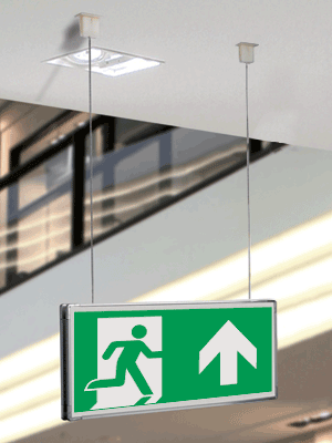 SEME715103SM - segnaletica alluminio Metal sospesa uscita avanti EN ISO 7010