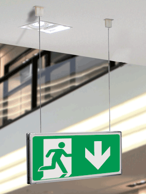 SEME715104SNC - segnaletica all.Metal VERDE sospesa Uscita Emergenza Sud EN ISO 7010