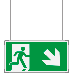 SEME715108SM - segnale METAL sospesa bifacciale Uscita Emergenza ds bas.EN ISO 7010