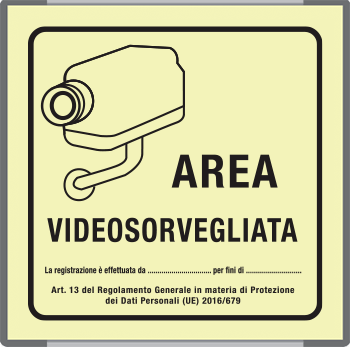 SEML5008AC - targa monofacciale fotoluminescente METAL Area videosorvegliata