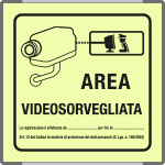 SEML5008AC - targa monofacciale fotoluminescente METAL Area videosorvegliata